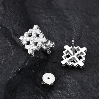 Boucles d'oreilles flocon de neige en moissanite glacée et argent sterling
