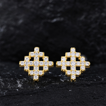Boucles d'oreilles flocon de neige en moissanite glacée et argent sterling