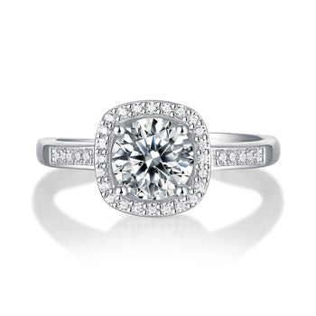 IE0011 CUSHION CUT MOISSANITE ENGANGEMENT RING IN STERLING SILVER