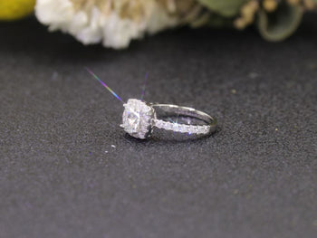 IE0011 CUSHION CUT MOISSANITE ENGANGEMENT RING IN STERLING SILVER