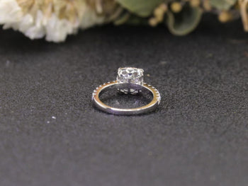 IE0011 CUSHION CUT MOISSANITE ENGANGEMENT RING IN STERLING SILVER