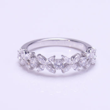 IE00131 MARQUISE CUT 3X6MM MOISSANITE DIAMOND RING IN STERLING SILVER