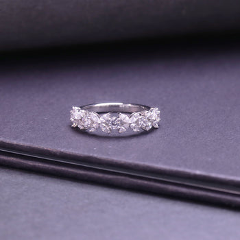 IE00131 MARQUISE CUT 3X6MM MOISSANITE DIAMOND RING IN STERLING SILVER