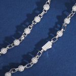 IE00136 6MM MOISSANITE BEAD LINK CHAIN NECKLACE IN STERLING SILVER