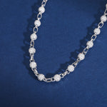 IE00136 6MM MOISSANITE BEAD LINK CHAIN NECKLACE IN STERLING SILVER