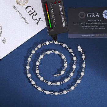 IE00136 6MM MOISSANIT-PERLEN-GLIEDERKETTE AUS STERLINGSILBER