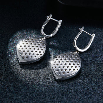 IE00196 MOISSANITE LEAF HOOP EARRINGS IN STERLING SILVER