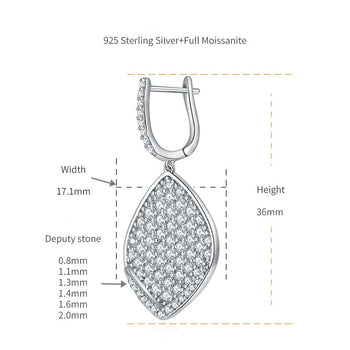 IE00196 MOISSANITE LEAF HOOP EARRINGS IN STERLING SILVER