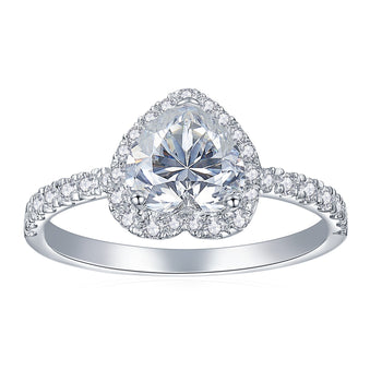 IE00198 HEART CUT MOISSANITE ENGANGEMENT RING IN STERLING SILVER