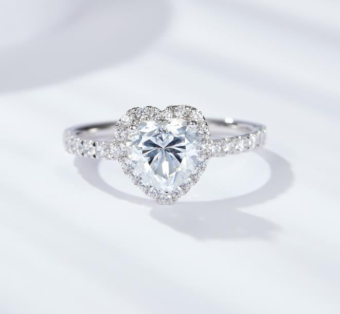 IE00198 HEART CUT MOISSANITE ENGANGEMENT RING IN STERLING SILVER