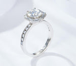 IE00199 1CT ROUND HEXAGON MOISSANITE RING IN STERLING SILVER