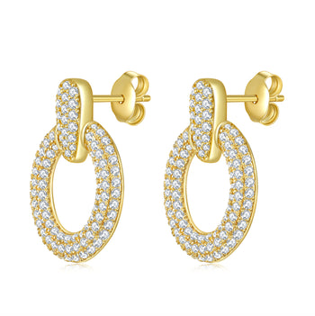 IE00201 OVAL MOISSANITE DIAMOND DROP EARRINGS IN STERLING SILVER