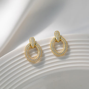 IE00201 OVAL MOISSANITE DIAMOND DROP EARRINGS IN STERLING SILVER