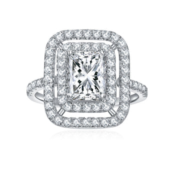 IE00202 2CT RADIANT CUT MOISSANITE DIAMOND RING IN STERLING SILVER