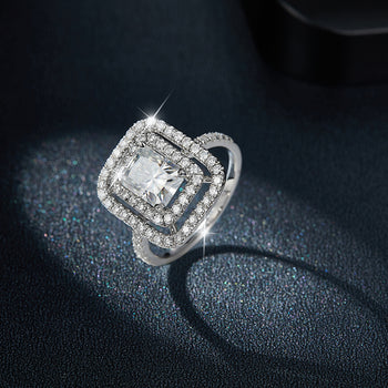 IE00202 2CT RADIANT CUT MOISSANITE DIAMOND RING IN STERLING SILVER