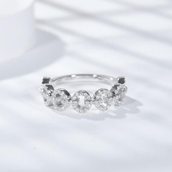 IE00206 ETERNITY LOCK MOISSANITE RING IN STERLING SILVER