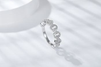 IE00206 ETERNITY LOCK MOISSANITE RING IN STERLING SILVER