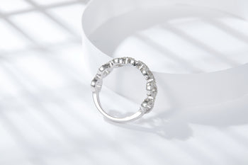 IE00206 ETERNITY LOCK MOISSANITE RING IN STERLING SILVER