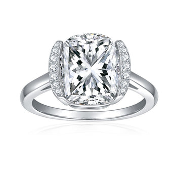 IE00207 CUSHION CUT MOISSANITE DIAMOND RING IN STERLING SILVER