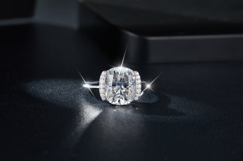 IE00207 CUSHION CUT MOISSANITE DIAMOND RING IN STERLING SILVER