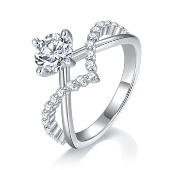 Bague de fiançailles en argent sterling avec moissanite taille ronde IE00215