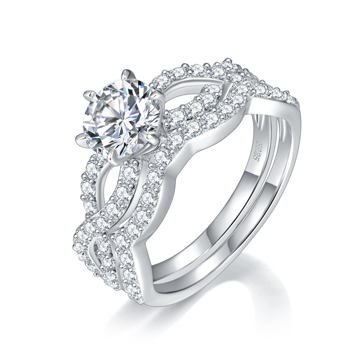 IE00220 FLOWER MOISSANITE ENGAGEMENT IN STERLING SILVER