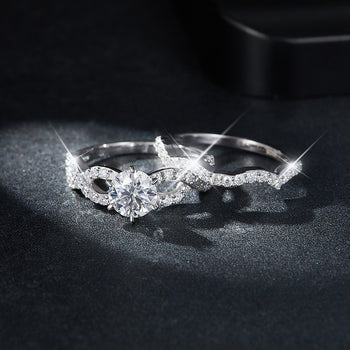 IE00220 Bague de fiançailles en argent sterling avec moissanite et motif floral