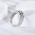 IE00231 1CT 6.5MM MOISSANITE SIGNET RING IN STERLING SILVER