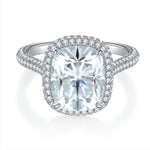 IE00234 5CT CUSHION CUT MOISSANITE RING IN STERLING SILVER