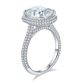 IE00234 5CT CUSHION CUT MOISSANITE RING IN STERLING SILVER