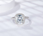 IE00234 5CT CUSHION CUT MOISSANITE RING IN STERLING SILVER