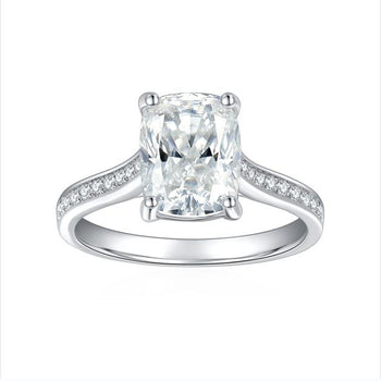 IE00235 CUSHION CUT 9X7MM MOISSANITE DIAMOND RING IN STERLING SILVER