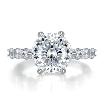 IE00238 3CT PORTUGUESE ROUND CUT MOISSANITE RING IN STERLING SILVER