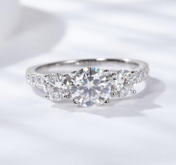 IE00247 6.5MM MOISSANITE DIAMOND ROUND ETERNITY BAND RING IN STERLING SILVER