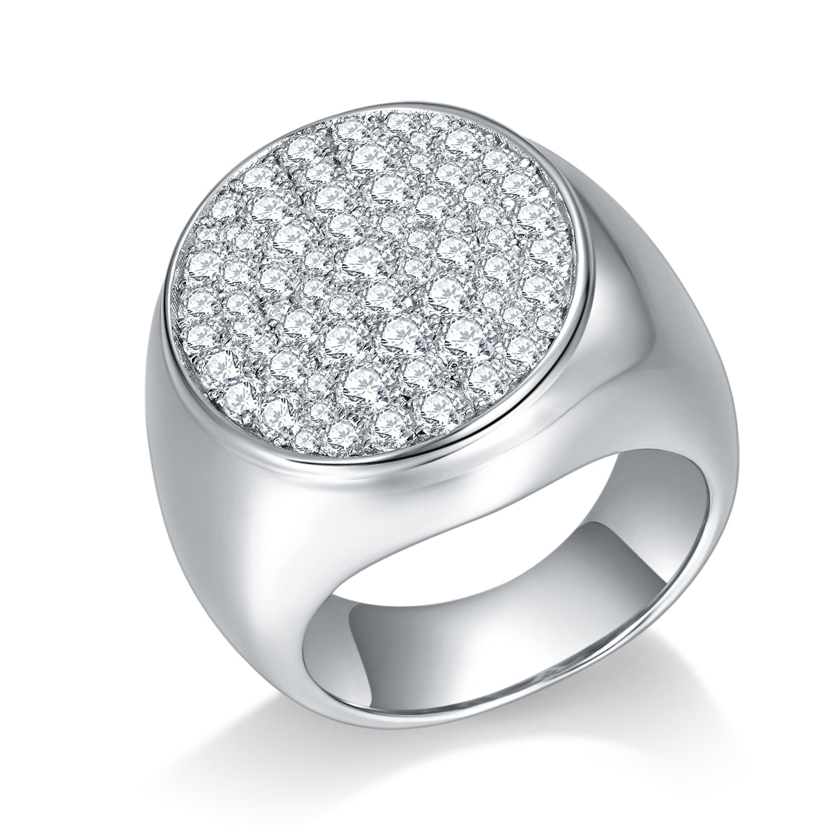 IE00256 MOISSANITE SIGNET RING IN STERLING SILVER