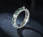 IE00257 GREEN MOISSANITE RING IN STERLING SILVER