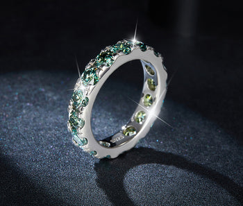 Bague en moissanite verte IE00257 et argent sterling