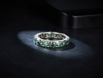 IE00257 GREEN MOISSANITE RING IN STERLING SILVER