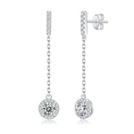 IE0026 5MM MOISSANITE ROUND DANGLE DROP EARRINGS IN STERLING SILVER