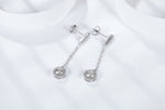 IE0026 5MM MOISSANITE ROUND DANGLE DROP EARRINGS IN STERLING SILVER