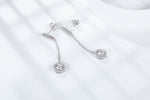 IE0026 5MM MOISSANITE ROUND DANGLE DROP EARRINGS IN STERLING SILVER