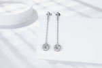 IE0026 5MM MOISSANITE ROUND DANGLE DROP EARRINGS IN STERLING SILVER