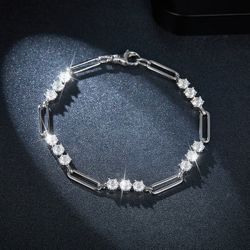 Bracelet en argent sterling serti de diamants moissanite de 3 mm (IE0030)