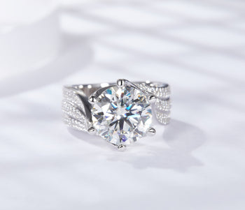 IE0035 5C 11MM MOISSANITE DIAMOND RING IN STERLING SILVER