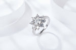 IE0035 6.5MM 1 CARAT FLOWER MOISSANITE DIAMOND RING IN STERLING SILVER