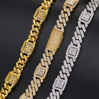IE0038 MOISSANIT MIAMI CUBAN LINK KETTEN-HALSKETTE/ARMBAND AUS STERLINGSILBER