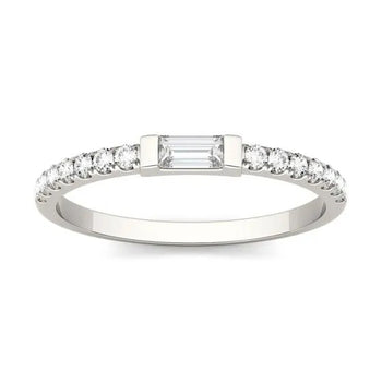 IE0039 BAGUETTE MOISSANITE DIAMOND RING IN STERLING SILVER
