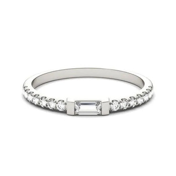 IE0039 BAGUETTE MOISSANITE DIAMOND RING IN STERLING SILVER