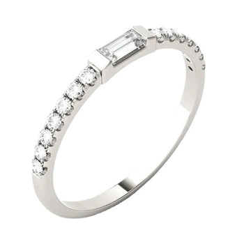 IE0039 BAGUETTE MOISSANITE DIAMOND RING IN STERLING SILVER