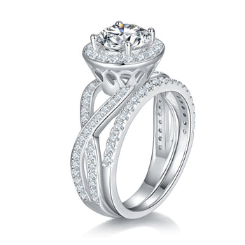 IE223 ROUND INFINITY MOISSANITE DIAMOND RING IN STERLING SILVER